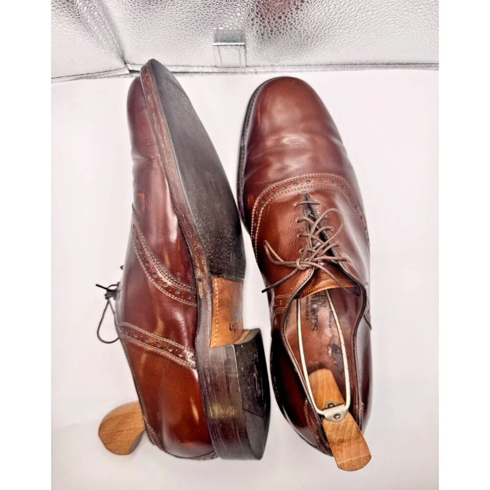 Vintage Allen Edmonds Polo Saddle Oxford Brown 10.5D USA Re-Soled Leather Shoes
